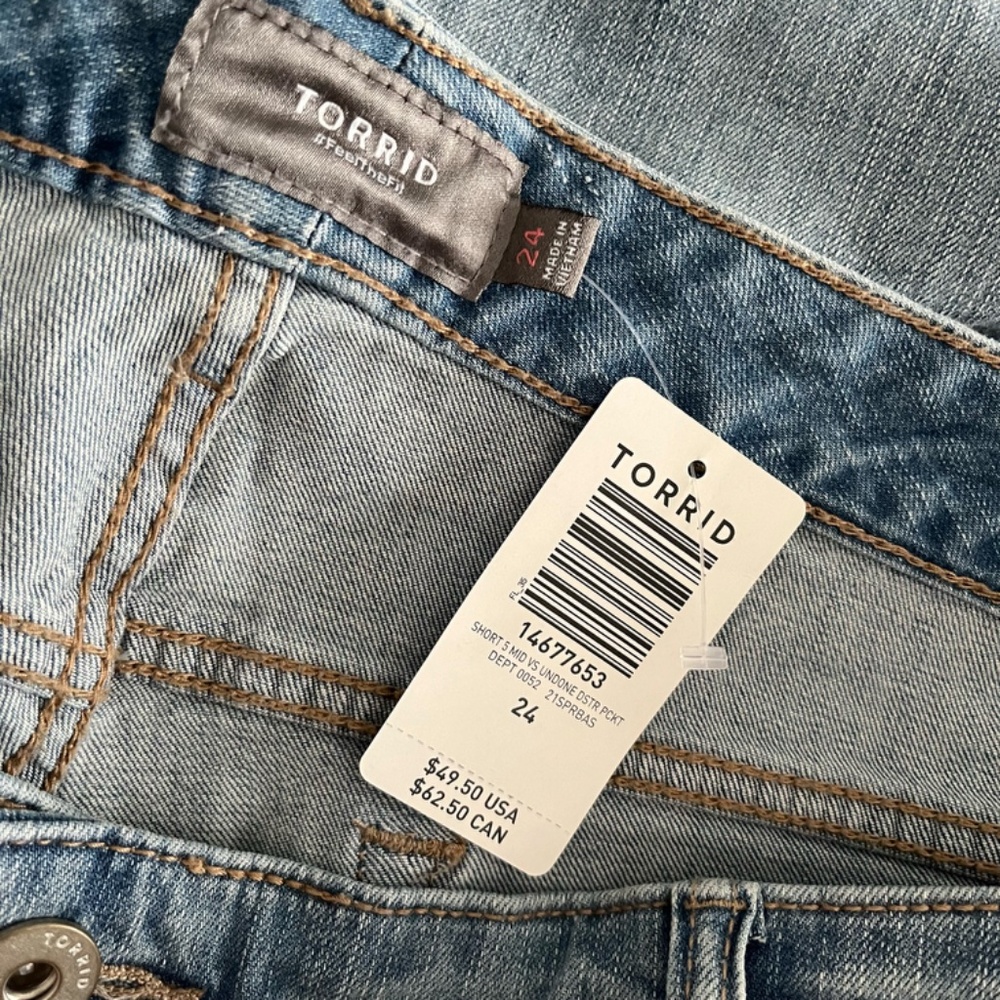 Torrid - 5 Inch Vintage Stretch Mid-Rise Blue Jean Short - Size 24 / 3x - Picture 6 of 9